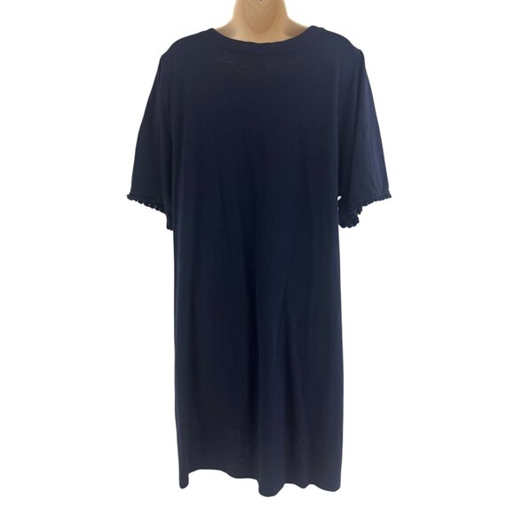 Chico's Size 3 = 16/18 1X Navy Blue T-Shirt Dress Cotton-Blend Shift w/Pockets - Picture 8 of 11